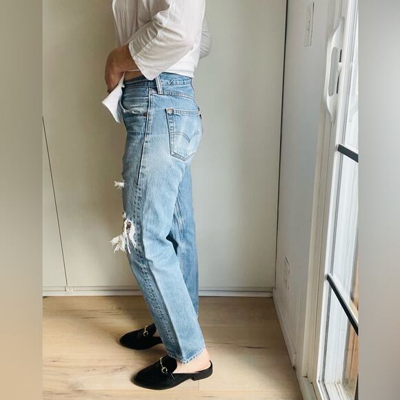 VTG Y2K Levi's 501 Jeans Size 30 W Distressed MED Wash Thrashed Destroyed Denim - Picture 15 of 15